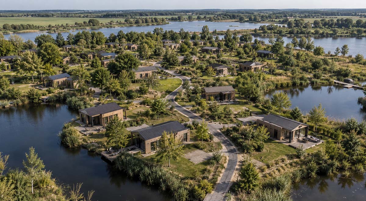 gevelbekleding-luxe-vakantiepark-hibgevels Luxe vakantiepark met natuurlijke uitstraling dankzij houten gevelbekleding